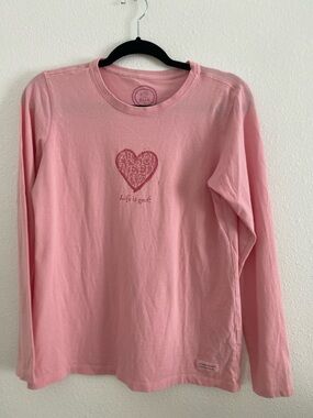 Life Is Good Pink Long-Sleeve Heart Logo Tee